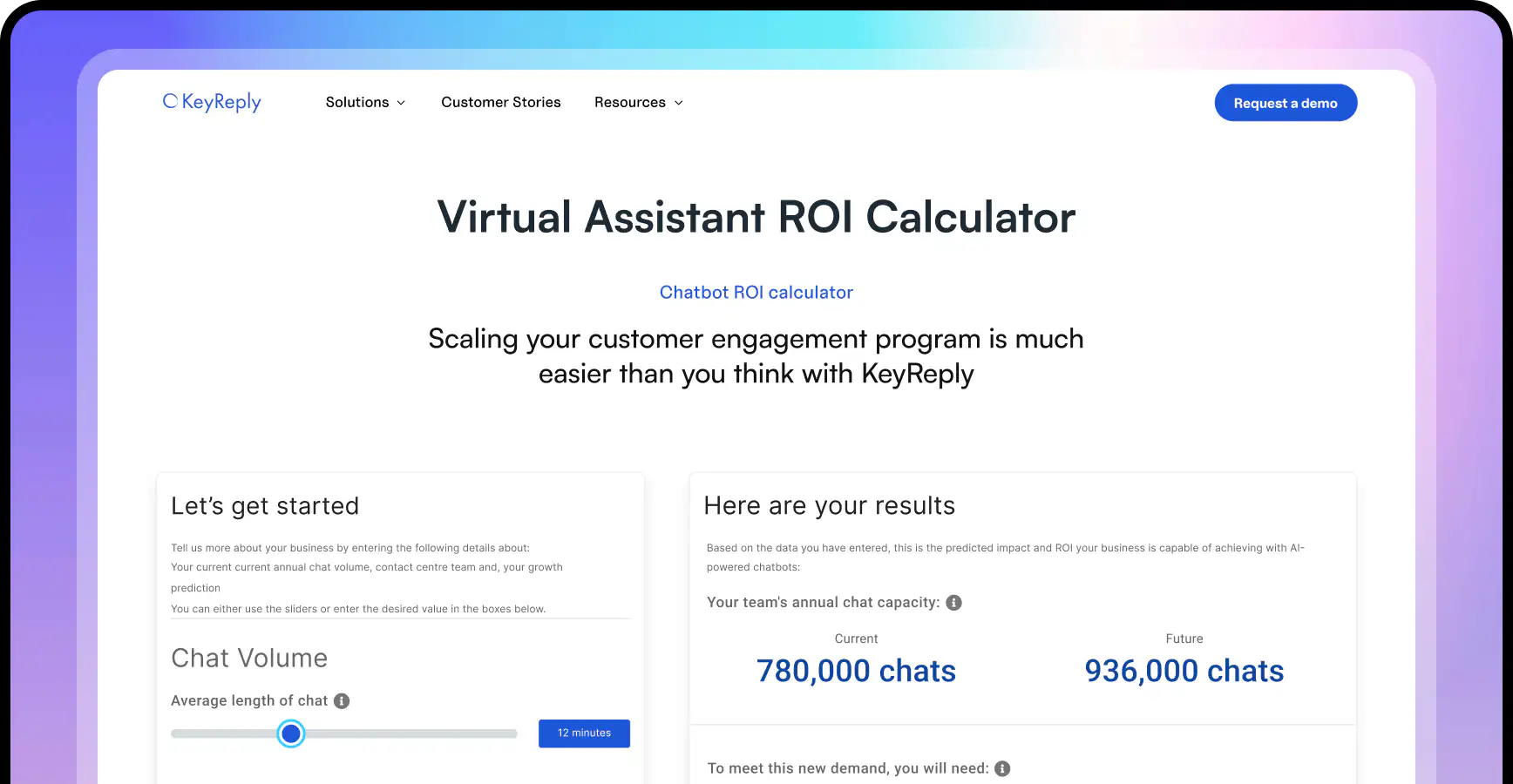 ROI Calculator mockup ui